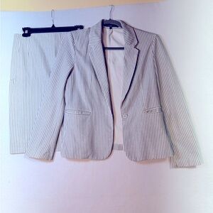Amanda & Chelsea Gray Pinstriped Blazer and Skirt Business Suit
